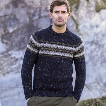 Donegal Wollpullover mit Fairisle Muster von Fisherman out of Ireland. Mulesing Free.