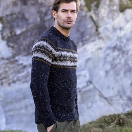 Donegal Wollpullover mit Fairisle Muster von Fisherman out of Ireland. Mulesing Free.